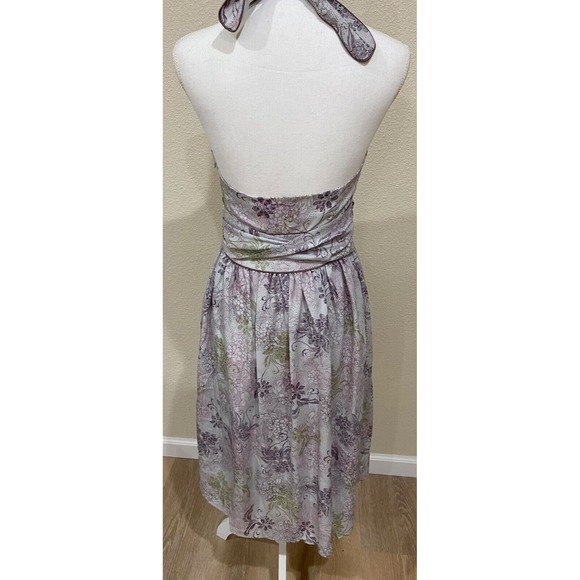 Halter V-Neck Y2K Chiffon Midi Dress Women's Size 6 Built in Bra Purple Lavender - Picture 4 of 11